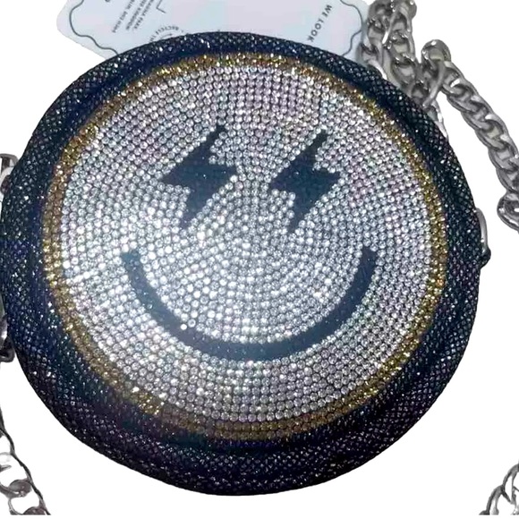 Skinny Dip London NWT Smiley Face Bag EMOJI Smile Sparkle Bling Purse - Picture 2 of 8